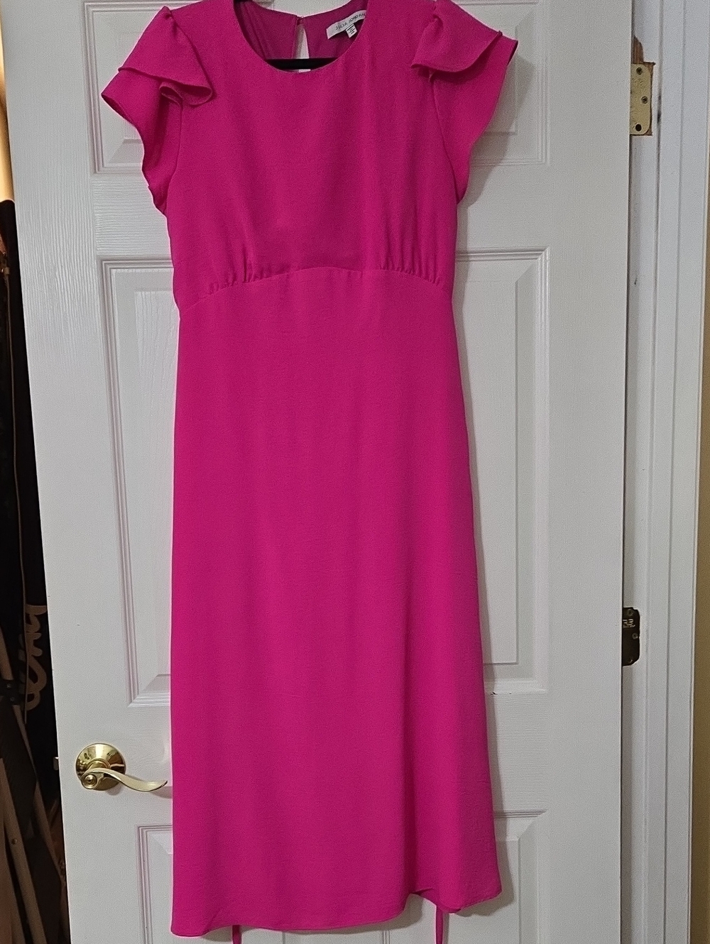 julia jordan Hot Pink Flutter Sleeve Midi Dress